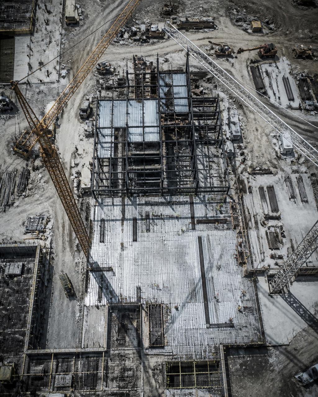 Aerial view of a commercial construction site
